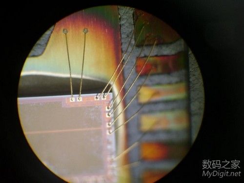 拆一款ibm光电鼠标光学传感器显微观看芯片键合技术25根金线飞舞参赛